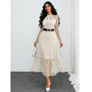 Women's Polka Dot Tie-Neck Ruffle A-Line Dress