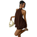 Women's Backless Halter Ruffle A-Line Mini Dress