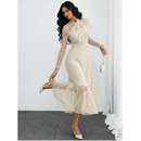 Women's Polka Dot Tie-Neck Ruffle A-Line Dress