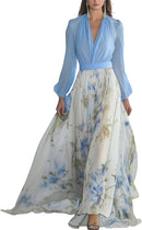 Women's Floral Boho Long Sleeve Maxi Dress