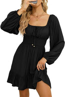 Women's Off-Shoulder Puff Sleeve A-Line Mini Dress