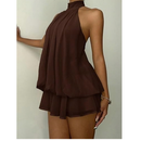 Women's Backless Halter Ruffle A-Line Mini Dress