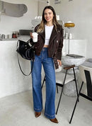 Women's High Waisted Straight Leg Stretch Jeans