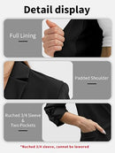 Women's Ruched 3/4 Sleeve Fitted Blazer