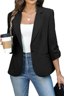 Women's Ruched 3/4 Sleeve Fitted Blazer