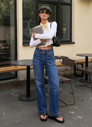 Women's High Waisted Straight Leg Stretch Jeans