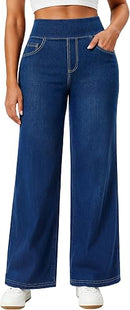 Women's High Waisted Wide Leg Pull-On Jeans