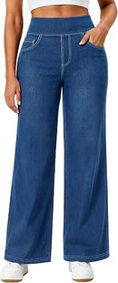 Women's High Waisted Wide Leg Pull-On Jeans