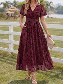 Women's Floral Wrap Dress with Pockets