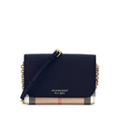Hampshire House Check & Leather Crossbody Ink Blue
