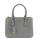 PRADA Small Saffiano Cuir Tote w/Strap - Grey