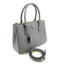 PRADA Small Saffiano Cuir Tote w/Strap - Grey