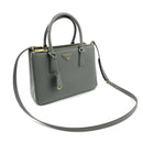 PRADA Small Saffiano Cuir Tote w/Strap - Grey